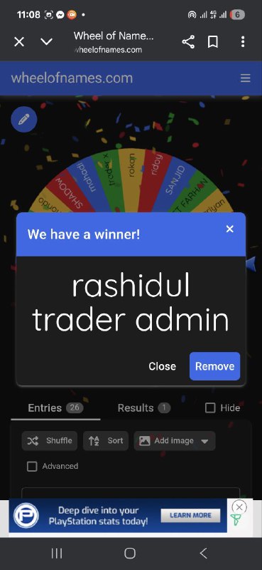 Telegram Channel Giveaway Winner Announcement