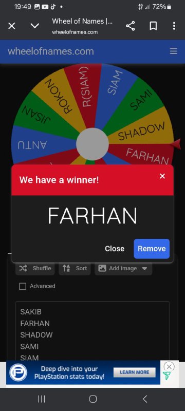 Wheel of Names Winner Announcement