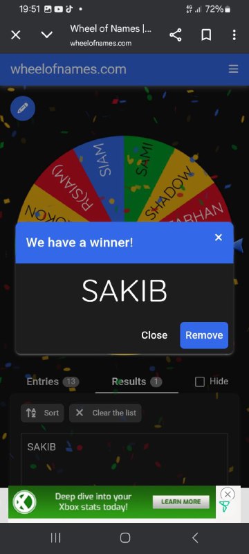 Wheel of Names Winner Announcement