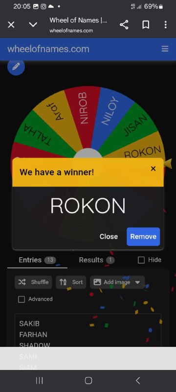 Wheel of Names Giveaway Winner Announcement